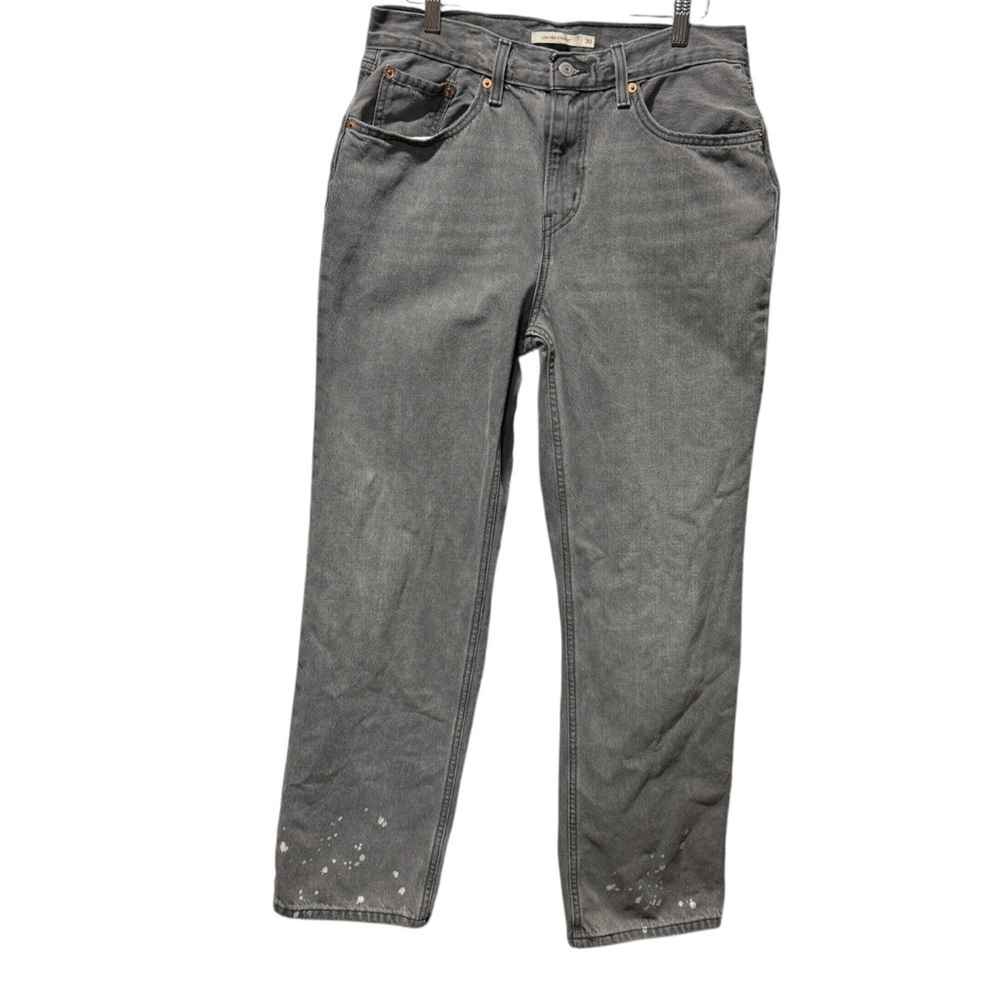 Levis Womens 30 Low Pro‎ Straight Leg Mid Rise Gray Bleached Denim Jeans Cotton